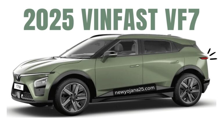 VinFast VF7 Electric SUV - Futuristic front design with V-shaped LED headlights, parked in an urban setting