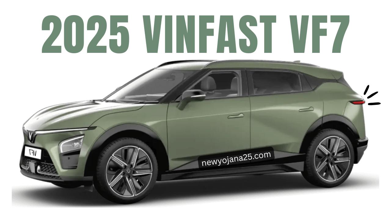 VinFast VF7 Electric SUV - Futuristic front design with V-shaped LED headlights, parked in an urban setting